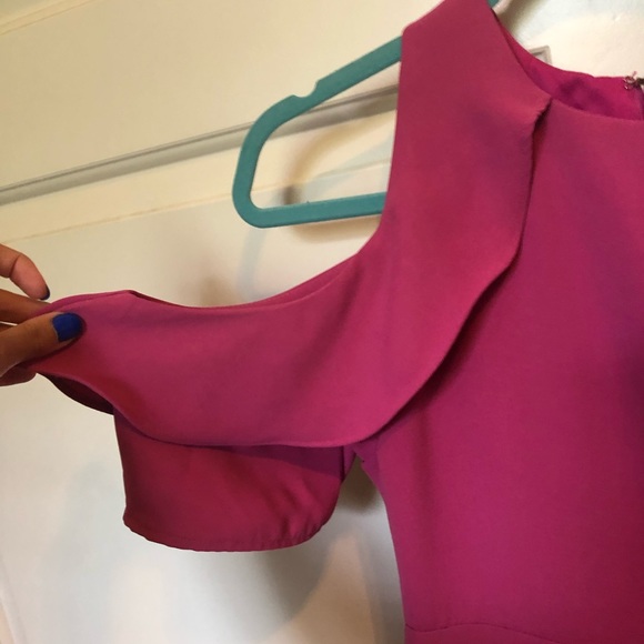 Pink Romper with Cold Shoulders - Picture 3 of 4